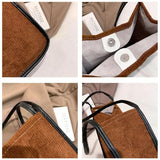 Corduroy Shoulder Shopping Bag Reusable Casual Tote Large Capacity Female Handba