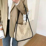 Corduroy Shoulder Shopping Bag Reusable Casual Tote Large Capacity Female Handba