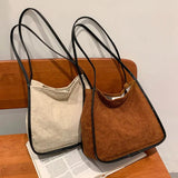 Corduroy Shoulder Shopping Bag Reusable Casual Tote Large Capacity Female Handba