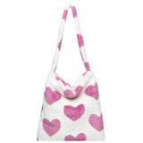 Women Fluffy Plush Shoulder Bag Retro Large Capacity Casual Zipper Handbag