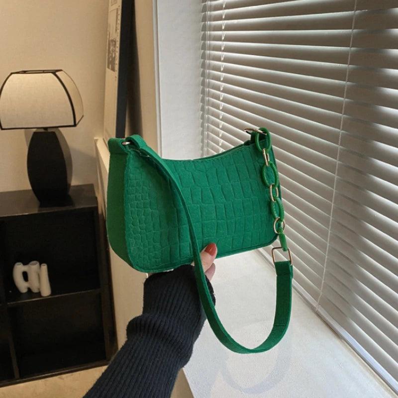 Women's Armpit Handbag Crescent Saddle Bag Dermatoglyph