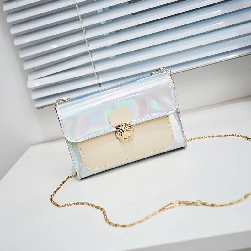 Women Laser Holographic Small Bag Clear Transparent Small Tote