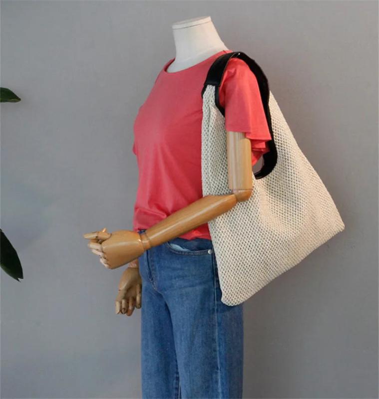 Beige & Khaki Crossbody Bag Women's Weave Shoulder Bag