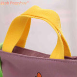 Canvas Top Handle Bag Cartoon Crossbody Hand Bag Animal Prints Zipper