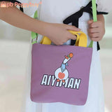 Canvas Top Handle Bag Cartoon Crossbody Hand Bag Animal Prints Zipper