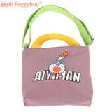 Canvas Top Handle Bag Cartoon Crossbody Hand Bag Animal Prints Zipper