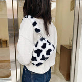 Mini Printing Soft Plush Shoulder Bags Furry Ladies Clutch Purse