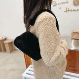 Mini Printing Soft Plush Shoulder Bags Furry Ladies Clutch Purse