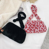 Mini Printing Soft Plush Shoulder Bags Furry Ladies Clutch Purse