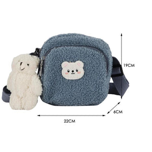 Bear Shoulder Bag Plush Crossbody Bag with Pendant