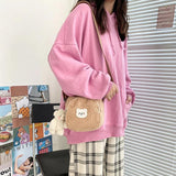 Bear Shoulder Bag Plush Crossbody Bag with Pendant