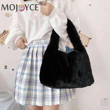 Plush Fluffy Tote Bags for Women, Large Capacity Soft Furry Handbags