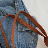 Canvas Pattern Printing Shoulder Shopping Bag Large Capacity Tote Handbag