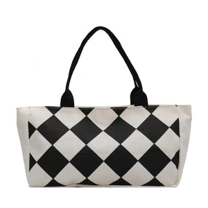 Canvas Pattern Printing Shoulder Shopping Bag Large Capacity Tote Handbag