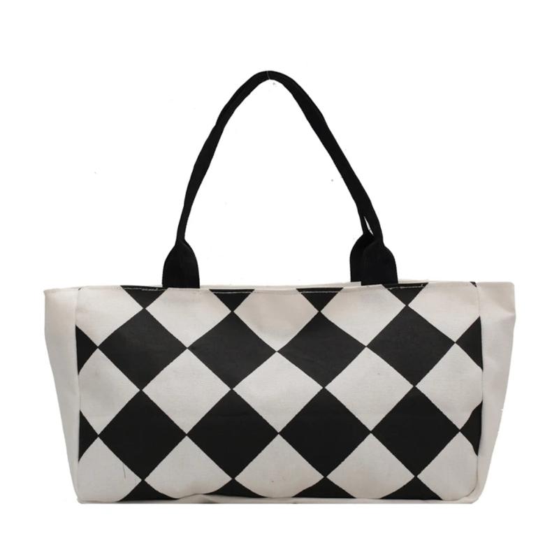 Canvas Pattern Printing Shoulder Shopping Bag Large Capacity Tote Handbag