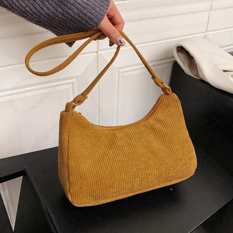 Corduroy Shoulder Underarm Bag Small Handbags for Women