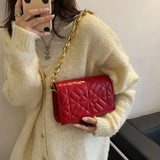 Women's PU Leather Crossbody Bag Embossing Chain Handbag