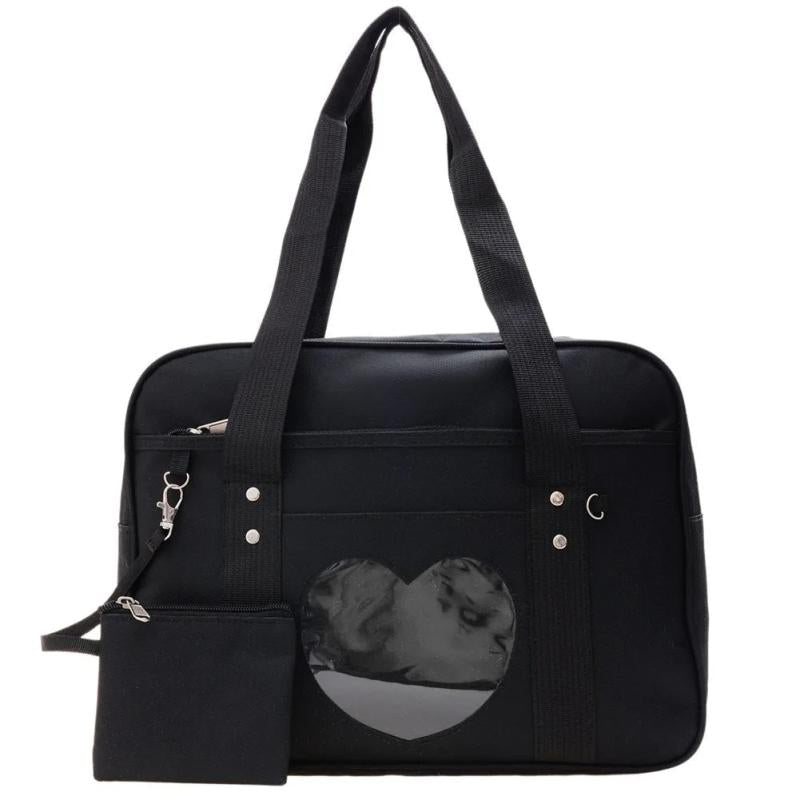 Women Large Canvas Heart Patchwork Shoulder Bag