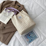Women's Straw Woven Beach Tote Bag Large Capacity Handbag