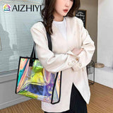 Women Clear Waterproof TOTES Shoulder Bag Summer Beach Pouch