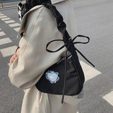 Vintage Pleated Underarm Bag Canvas Heart Pattern Handbag