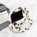 Fluffy Women Handbags Love Heart Print Soft Portable