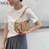 Women Chain Pleated Underarm Bag Mini Handbag Purse