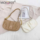 Women Chain Pleated Underarm Bag Mini Handbag Purse