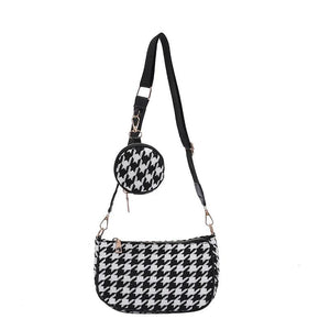 Houndstooth Composite Bag 2pcs Style One-shoulder Crossbody Small Square Bags