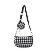 Houndstooth Composite Bag 2pcs Style One-shoulder Crossbody Small Square Bags
