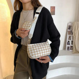 Houndstooth Composite Bag 2pcs Style One-shoulder Crossbody Small Square Bags