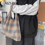 Leisure Women Plaid Canvas Shoulder Bag Ladies Casual