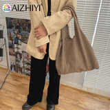 Leisure Women Plaid Canvas Shoulder Bag Ladies Casual