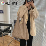 Leisure Women Plaid Canvas Shoulder Bag Ladies Casual