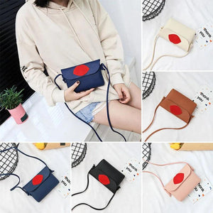 Red Lips Mini Shoulder Bag PU Leather Handbag