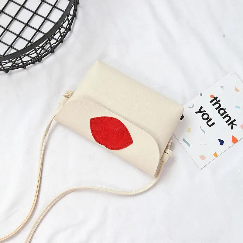 Red Lips Mini Shoulder Bag PU Leather Handbag