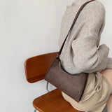 Vintage Felt Cloth Shoulder Bag Women Casual Solid Tote Handbag