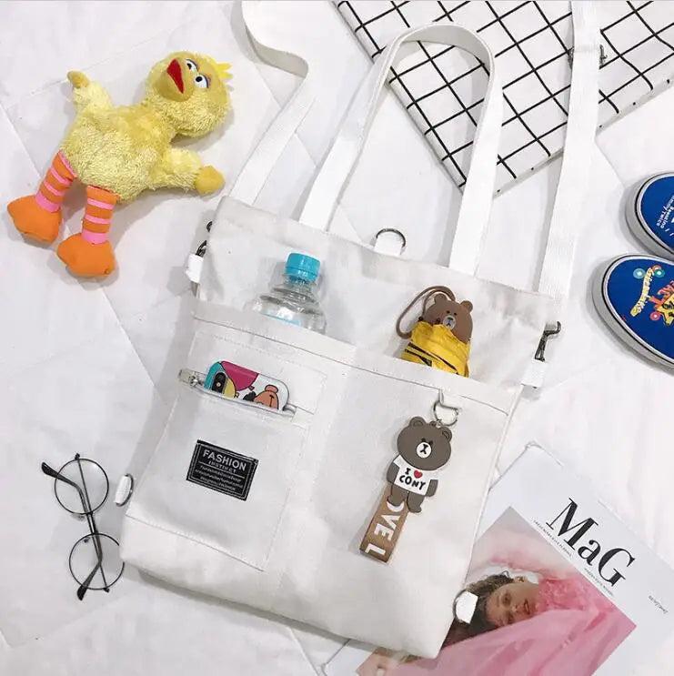 Canvas Women Handbags Shoulder Bags Large Capacity Folding Shopping Tote Bag