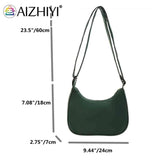 Women Nylon Solid Armpit Bag Lady Zipper Small Crescent Phone Shoulder Bag