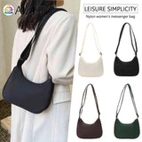 Women Nylon Solid Armpit Bag Lady Zipper Small Crescent Phone Shoulder Bag