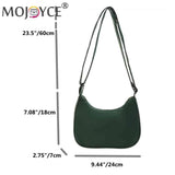 Women Nylon Small Shoulder Bag Lady Zipper Crescent Handbag