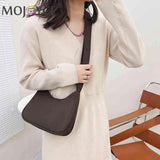 Women Nylon Small Shoulder Bag Lady Zipper Crescent Handbag