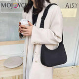 Women Nylon Small Shoulder Bag Lady Zipper Crescent Handbag