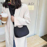 Women Nylon Small Shoulder Bag Lady Zipper Crescent Handbag