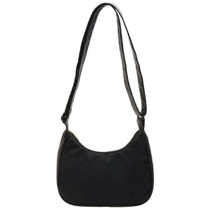 Women Nylon Small Shoulder Bag Lady Zipper Crescent Handbag