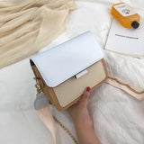 PU Chain Small Square Bag Female Contrast Flap Shoulder Bag