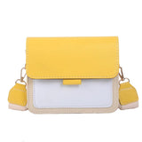 PU Chain Small Square Bag Female Contrast Flap Shoulder Bag