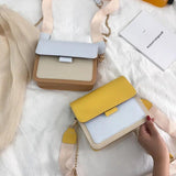 PU Chain Small Square Bag Female Contrast Flap Shoulder Bag
