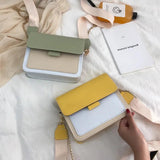 PU Chain Small Square Bag Female Contrast Flap Shoulder Bag
