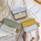 PU Chain Small Square Bag Female Contrast Flap Shoulder Bag